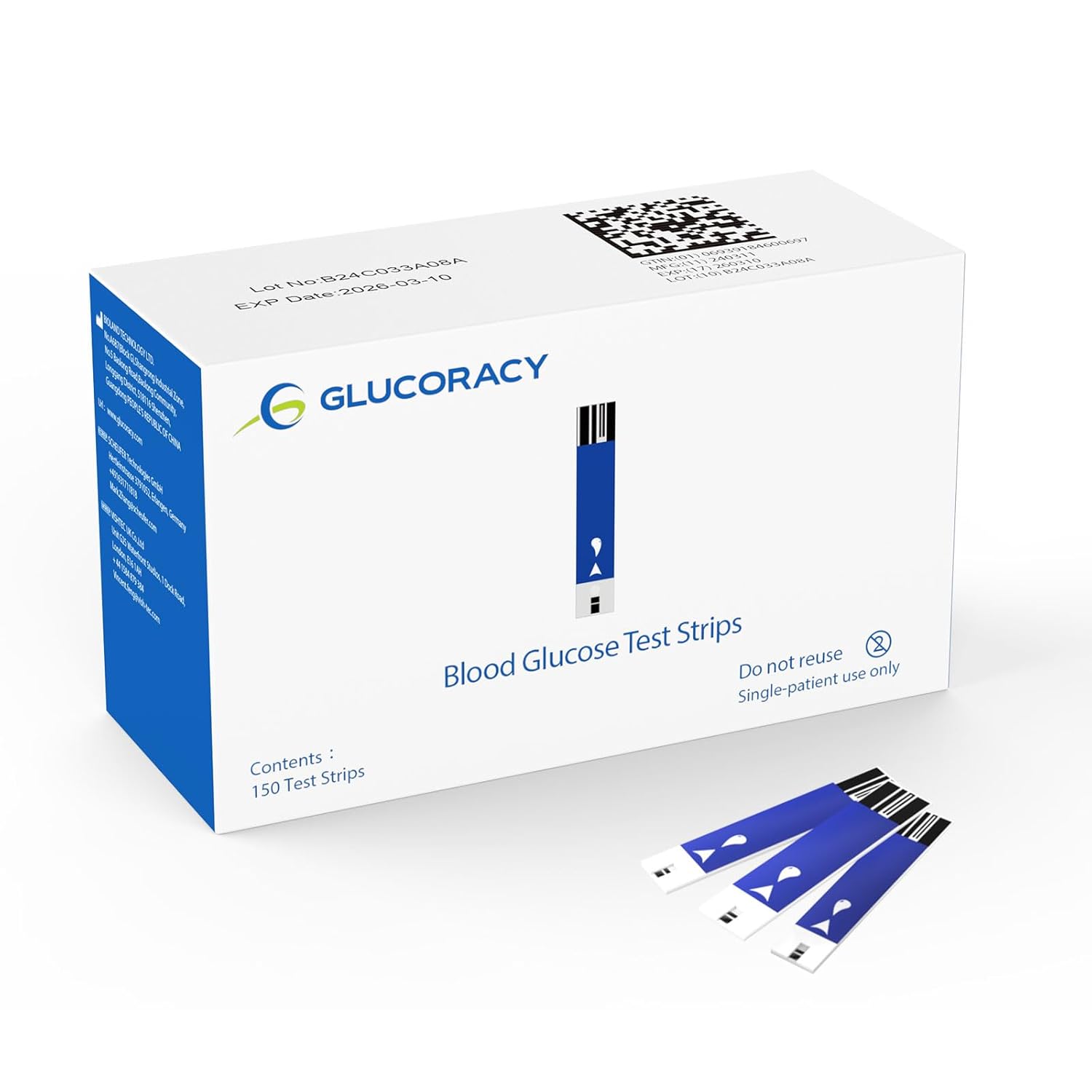 Blood Glucose Test Strips Glucoracy G-425-2/G-425, 150 Diabetic Blood Test Strips, Home Diabetic Supplies for Glucracy G-425-2/G-425 Blood Sugar Testing Kit
