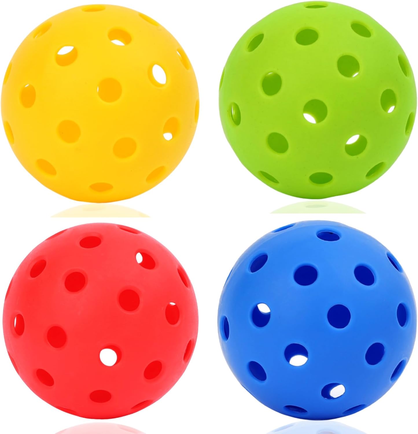 4 Pcs Pickleball & Padel Balls - 40 Holes, 4 Colors, Outdoor & Indoor Sport, Practice & Match Play