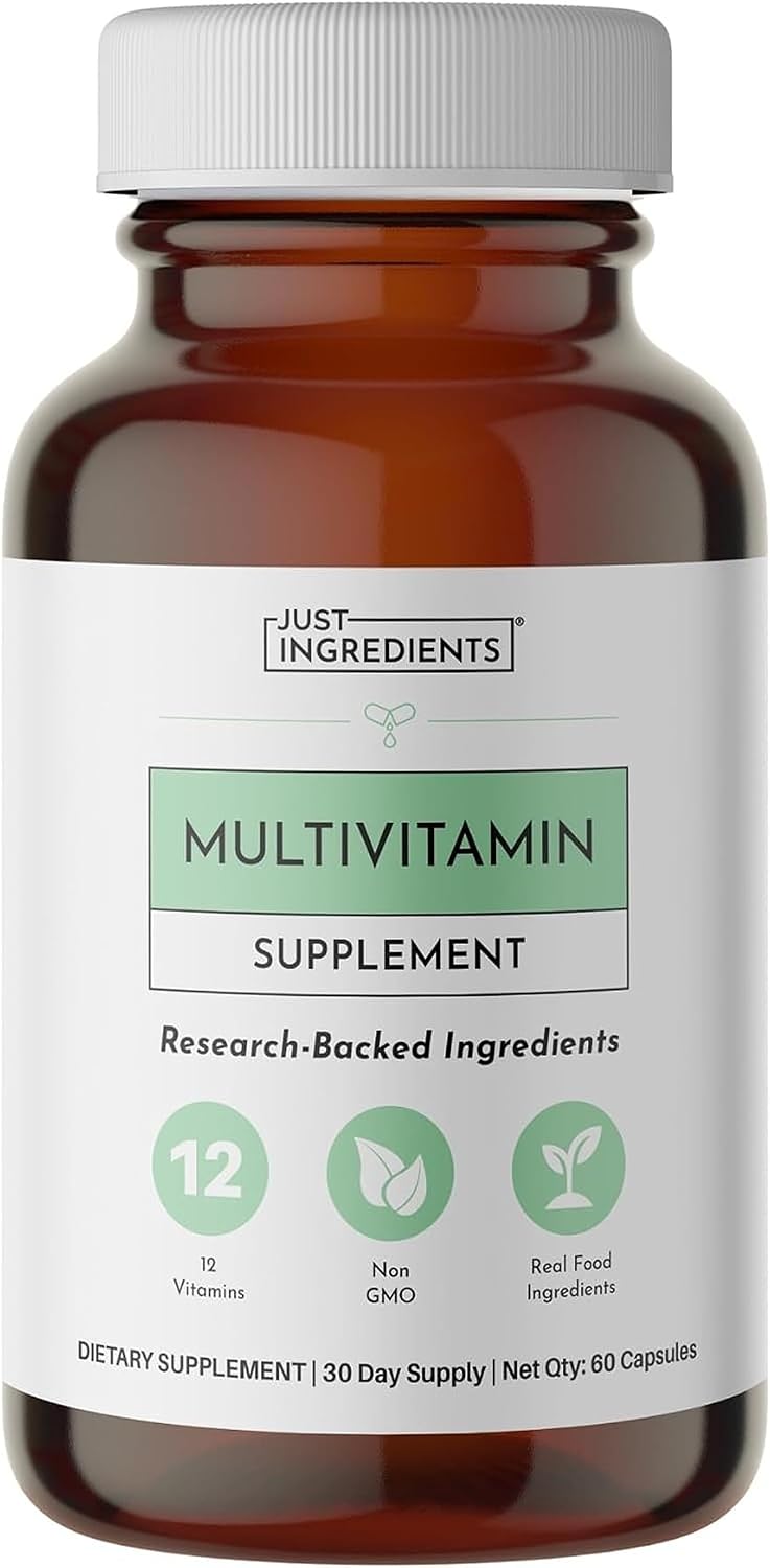 JUST INGREDIENTS Multivitamin - Plant-Based Muscle & Immune - 60 Capsules | Whole Food Sourced Daily Wellness Support