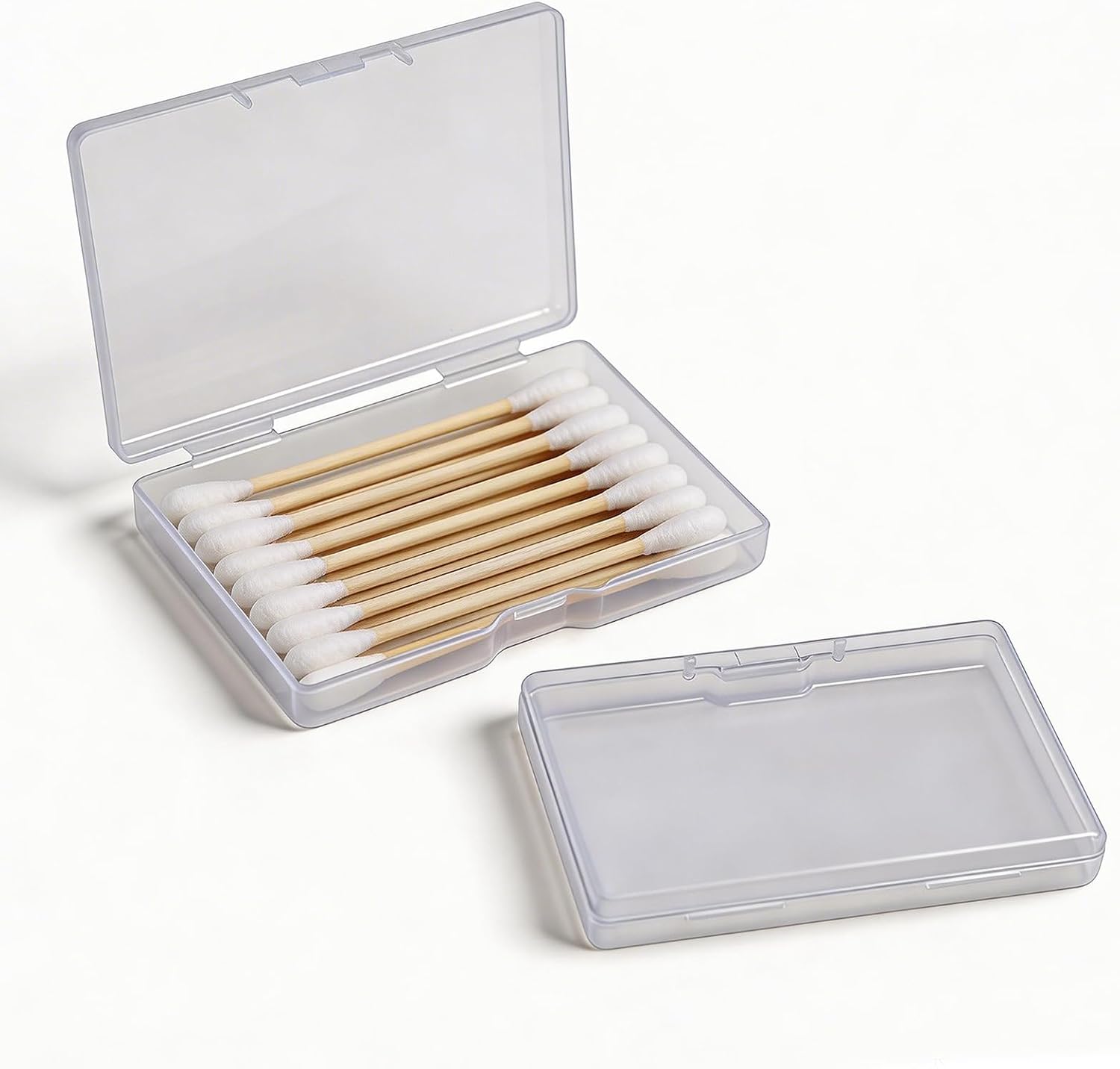 2 Pcs Cotton Bud Holder Portable Cotton Swab Storage Box (Transparent