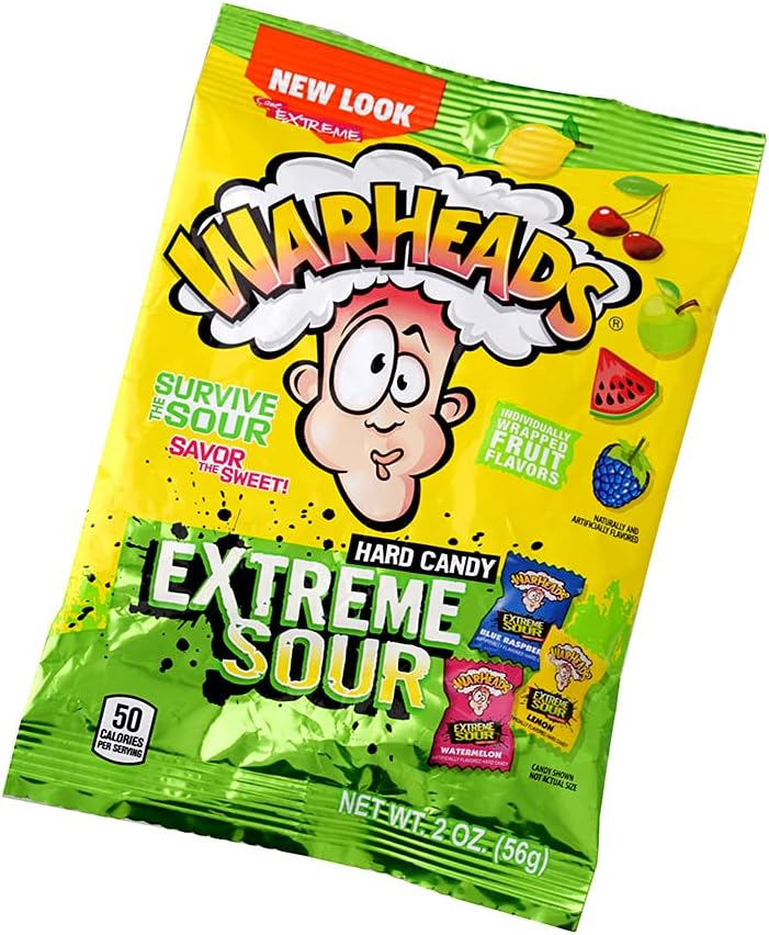 Warheads Extreme Sour Hard Candy Peg Bag 56g (2oz)