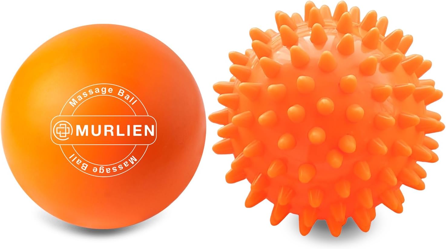 MURLIEN Massage Ball Set, Spiky Ball & Lacrosse Ball for Body Massage, Muscle Relief, Deep Tissue, Myofascial Release, Massager for Neck, Shoulder, Back, Foot or Muscle Tension - Orange