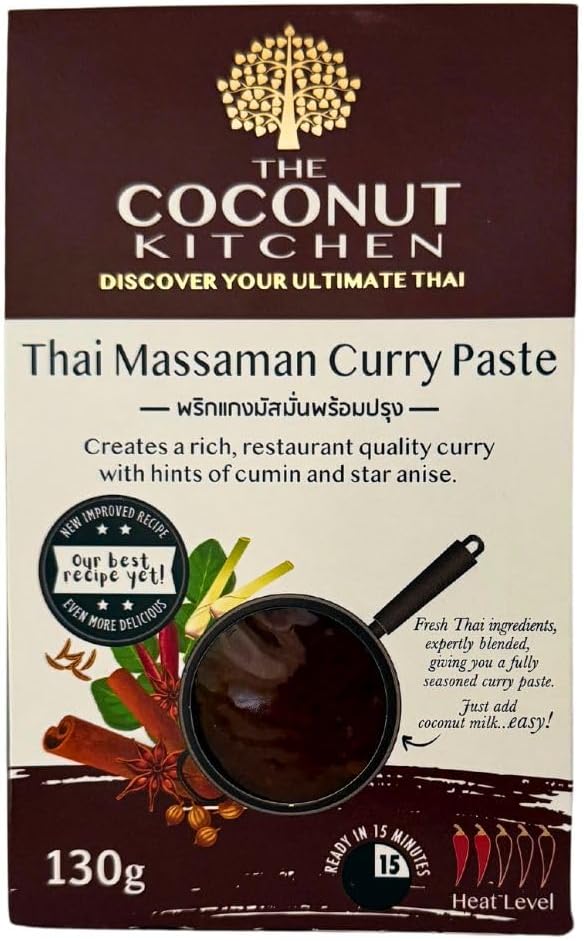 The Coconut Kitchen – Easy Thai Massaman Curry Paste, Thai Massaman Kit, Sauce Sachets, Thai Style Spice Blend Pack, Thai 7 Spice (2 Pack of 2 x 65g)