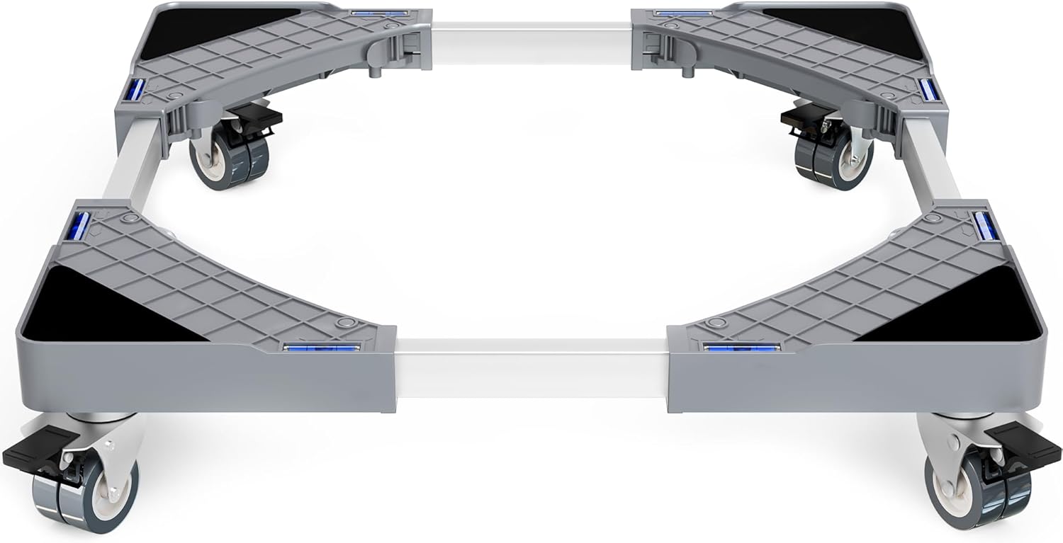 Appliance Dolly Cart, Mini Fridge Stand Furniture Dolly with 4 Twin Locking Wheels, Adjustable Furniture Mover Mobile Roller Base for Washing Machine, Dryer, Refrigerator, Laundry Pedestal