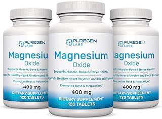 Magnesium 400mg [High Potency] Supplement – Magnesium Oxide for Immune Support, Muscle Recovery, Leg Cramps, Relaxation - 3 Pack | Total 360 Count