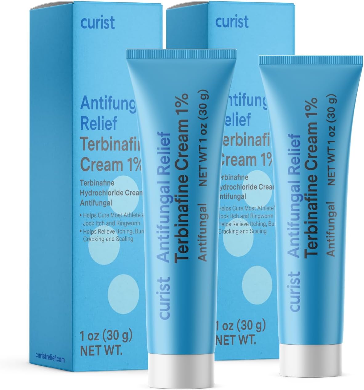 Curist Terbinafine Cream Antifungal 1oz (2 Pack Foot) Fungus Treatment 1% - Anti Fungal Foot Care, Ring Worm, & Jock Itch Treatment - Athlete's Foot Cream Terbinafine Hydrochloride