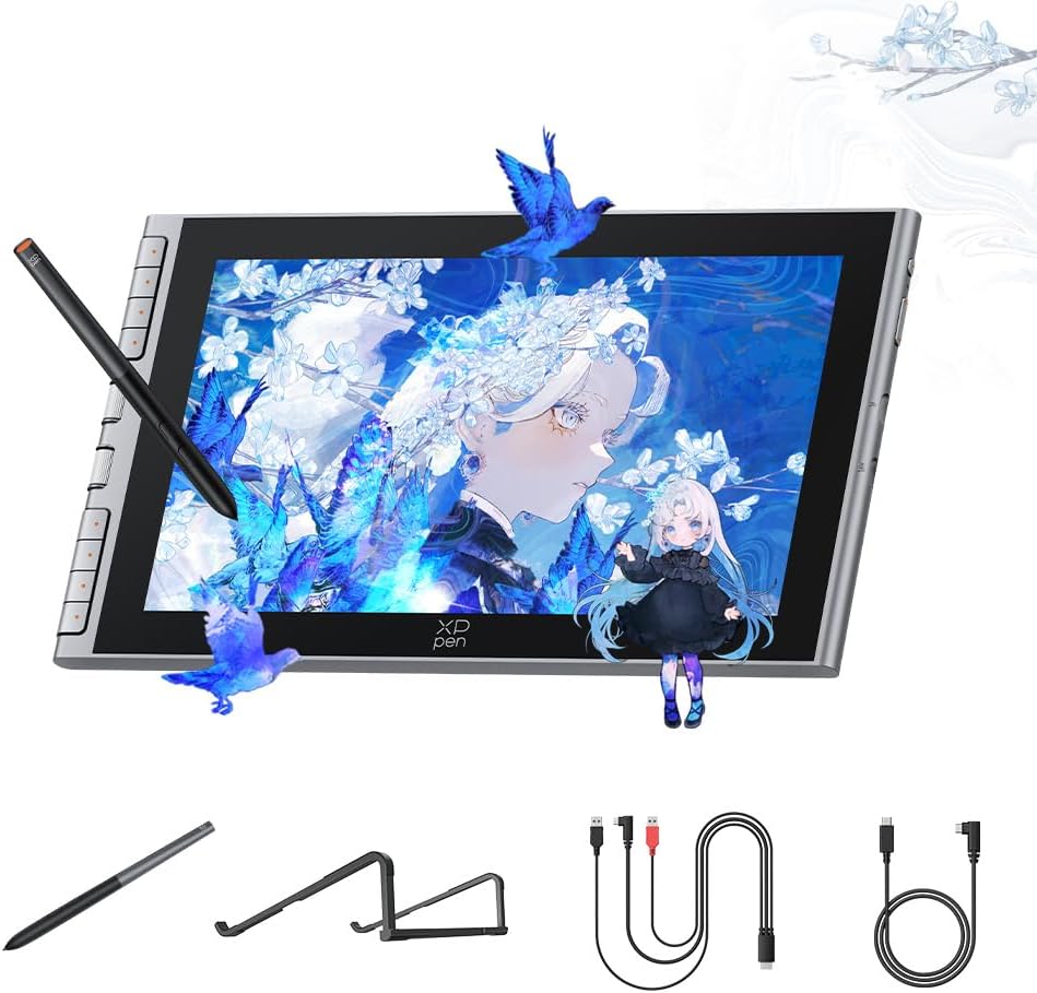 XPPen Artist 12 3rd 11.9" Drawing Tablet with Screen - 16K Pressure X4 Smart Chip Magnetic Stylus, Full-Laminated Anti-Glare Etched Glass, One-Cable Connection, for Beginner Art Learning (Silver)