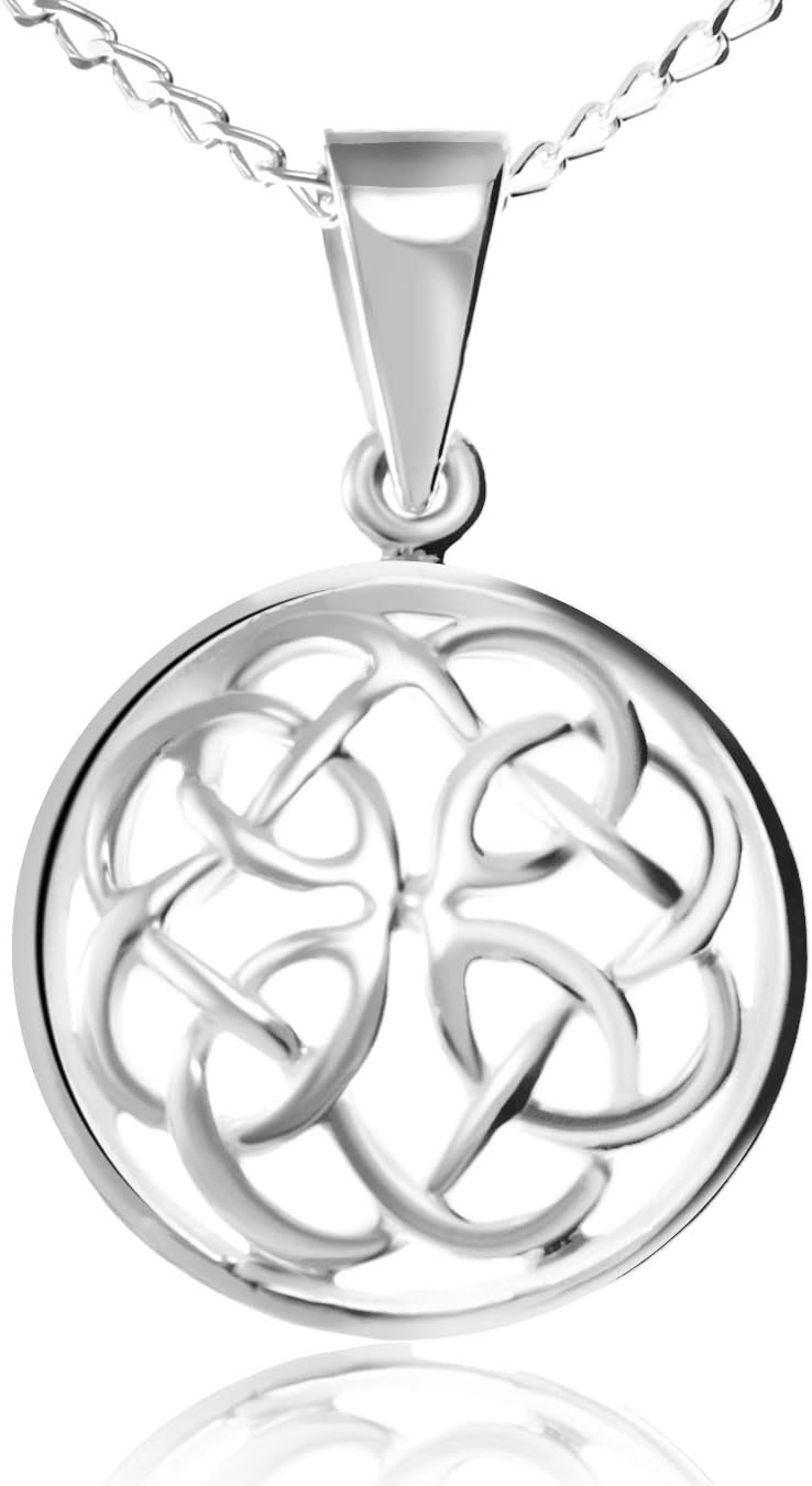 Alexander Castle Solid 925 Sterling Silver Celtic Knot Celtic Pendant Necklace for Women - Celtic Jewellery with 18" Chain and Jewellery Gift Box - 18mm