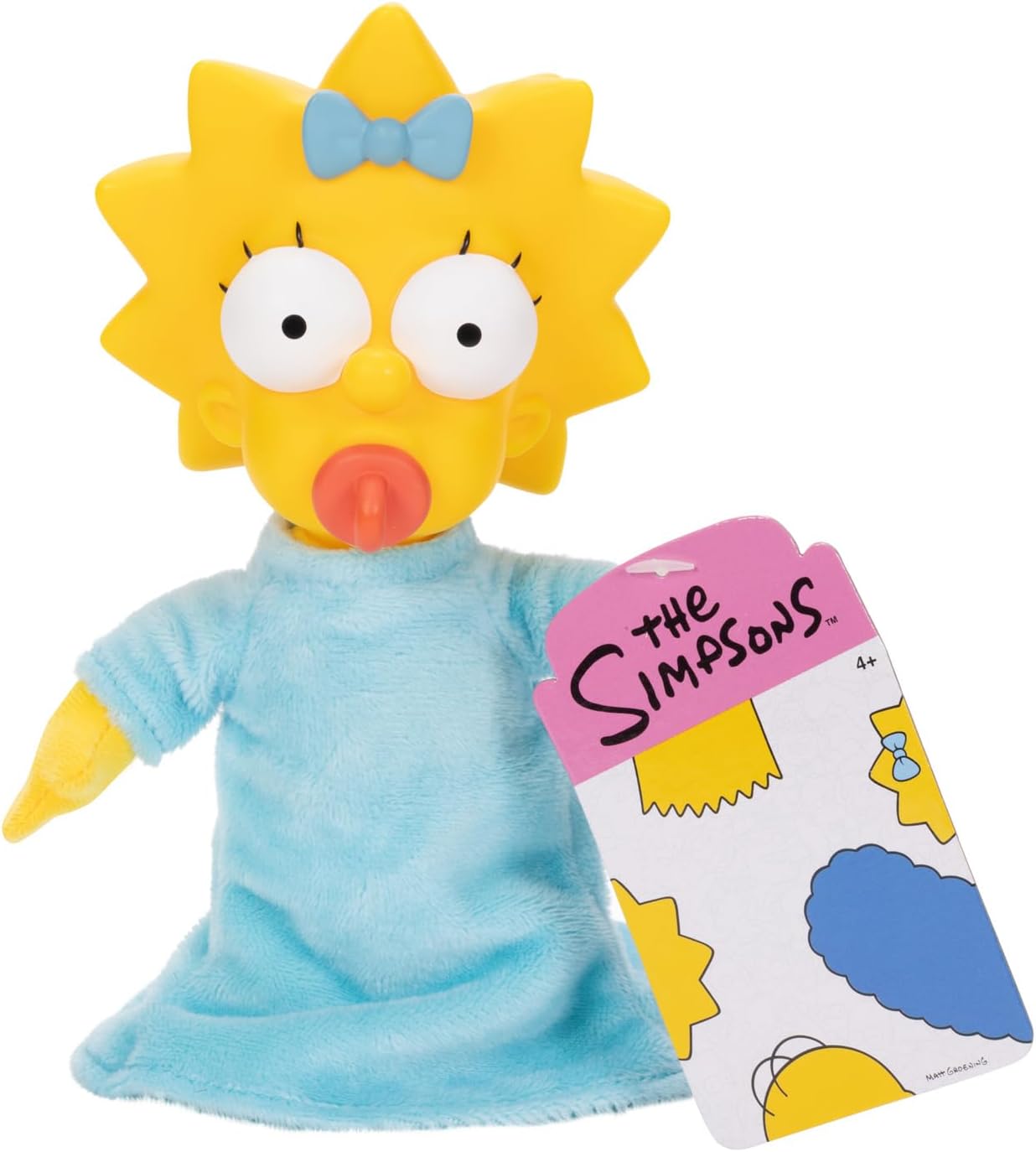 The Simpsons Maggie Plush 20cm by JAKKS Pacific, Officially Licensed, Soft Plush with Sculpted Head, Highly Detailed and Expressive Design, Collect the Entire Simpsons Family