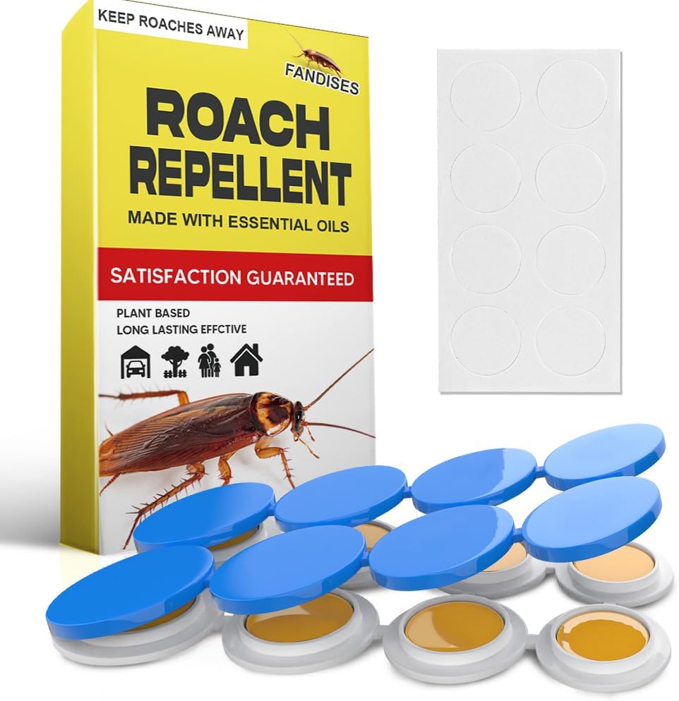 Roach Repellent Indoor, Pet Safe Cockroach Repellent, Cockroach Deterrent, Roach Control, Roaches Away, Get Rid of Cockroaches, Easy to Use, Ideal for Hidden Areas-8P
