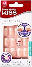 Kiss Everlasting French Nail Manicure, Chip-Free, Flexi-Fit Technology, Real Short, "String of Pearls", Nail Kit with Pink Nail Glue (Net Wt. 2g / 0.07oz), Mini File, Manicure Stick, and 28 Fake Nails