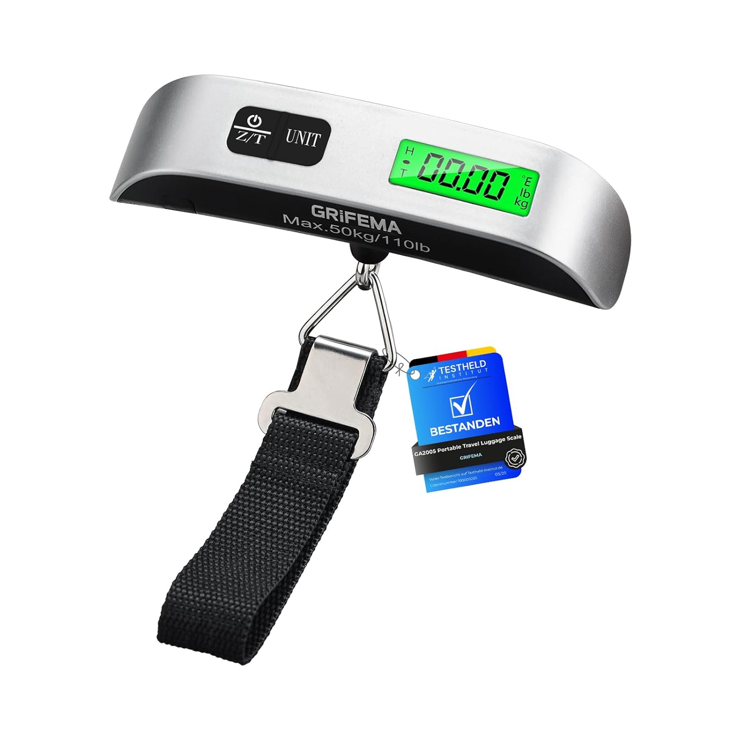 GRIFEMA GA2005 Digital Luggage Weight Scales, 110Lb/50kg, Suitcase Weighing Scales, Case/Baggage Weighing Scales, with Tare Function, Lightweight for Travel