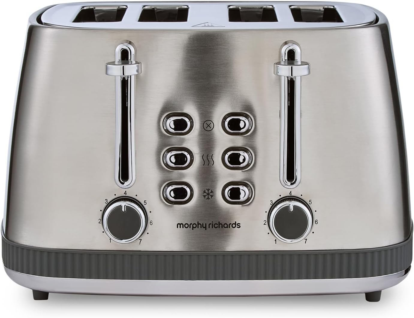 Morphy Richards Mexborough 4 Slice Toaster, Stainless Steel, Independent Operation, Browning Controls, Removable Crumb Tray, Anti-Jam, Defrost, Cancel, Reheat, 1860W, Grey Trim, 242902