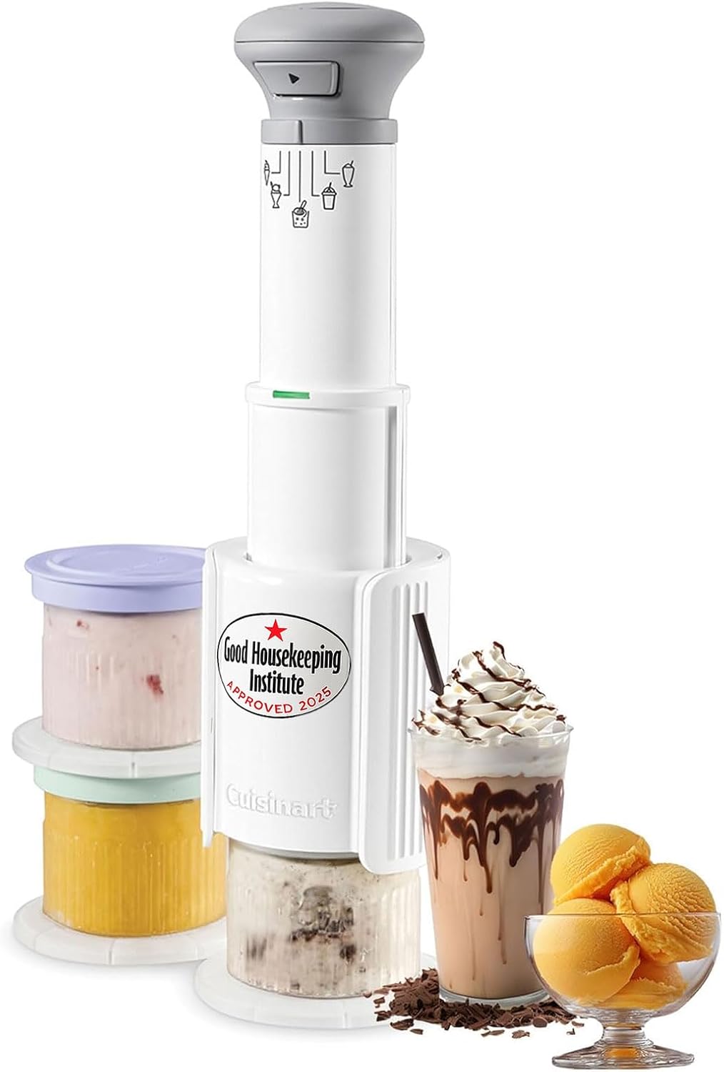 Cuisinart FreezeWand Ice Cream Maker | Includes 3 x 240ml dessert pots | 5 presets: Ice Cream, Sorbet, Milkshake, Slushie, Mixins | high-protein, dairy-free, vegan, low calorie