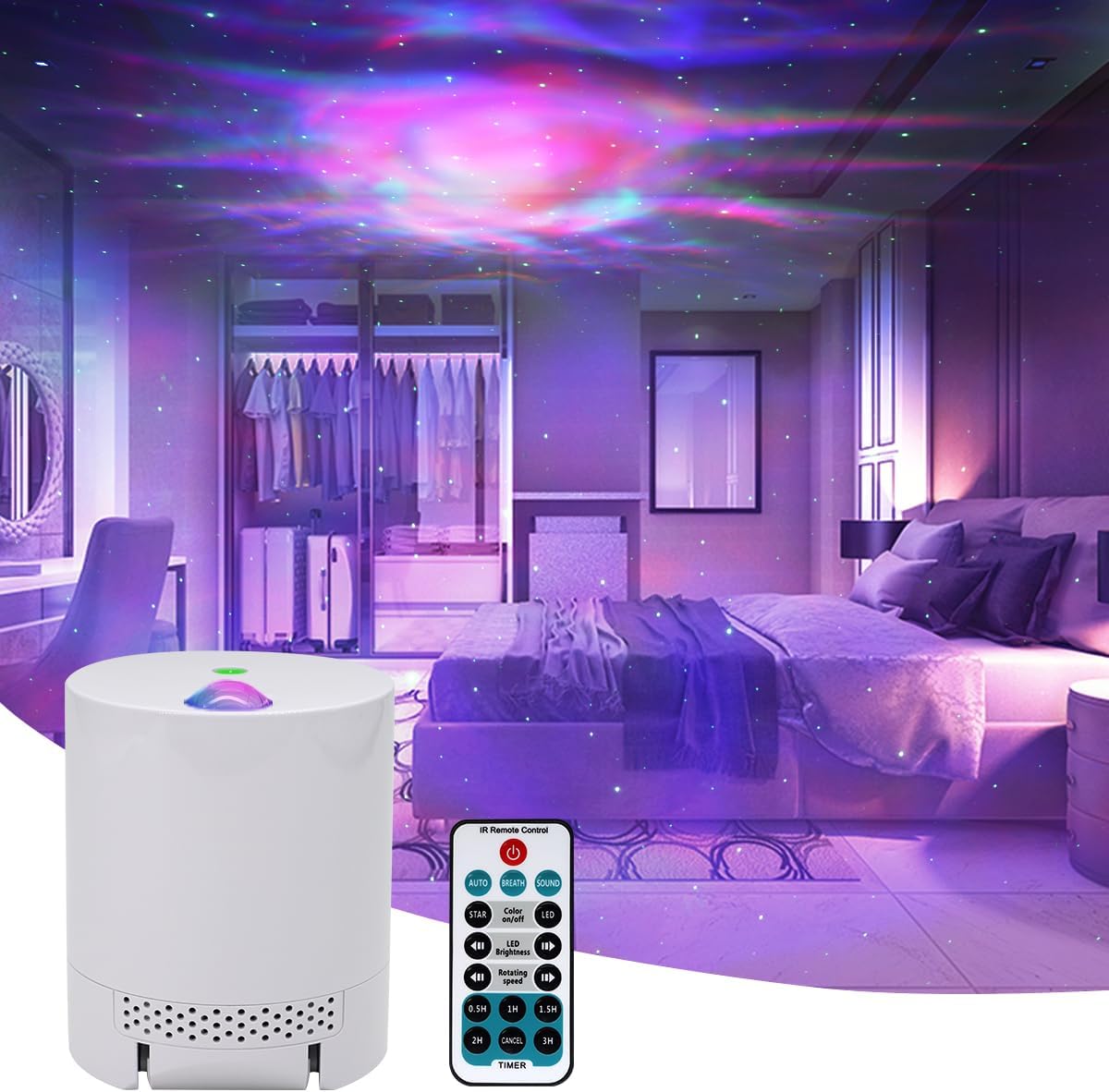 Star Projector Galaxy Projector, Exquisite Nebula Night Light Projector, Ocean Wave Galaxy Light with Remote Control,with Adjustable Speed and Brightness, Adults, Bedroom,Party