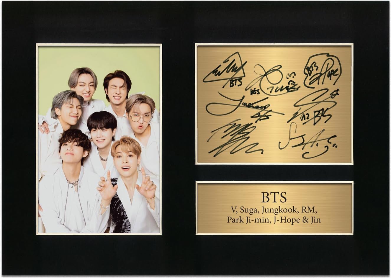 Zulu Image BTS Band A4 Printed Autograph Photo Reproduction Print Picture Display No42, Black