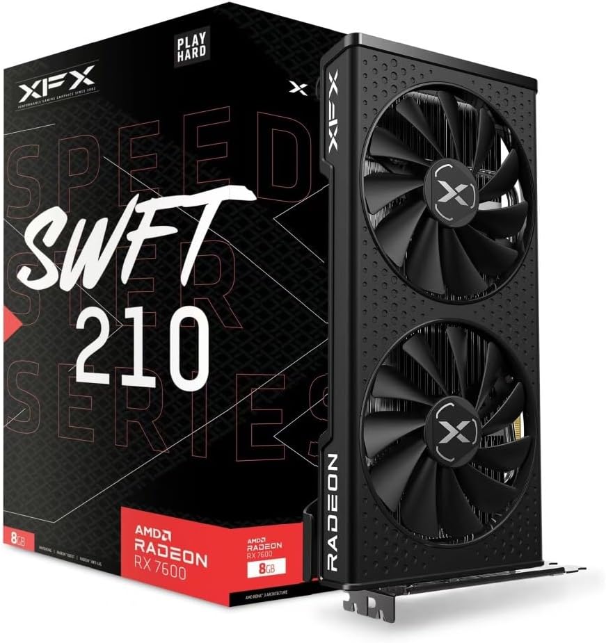 XFX Speedster SWFT210 Radeon RX 7600 Graphics Card with 8GB GDDR6 HDMI 3xDP, AMD RDNA 3 RX-76PSWFTFA