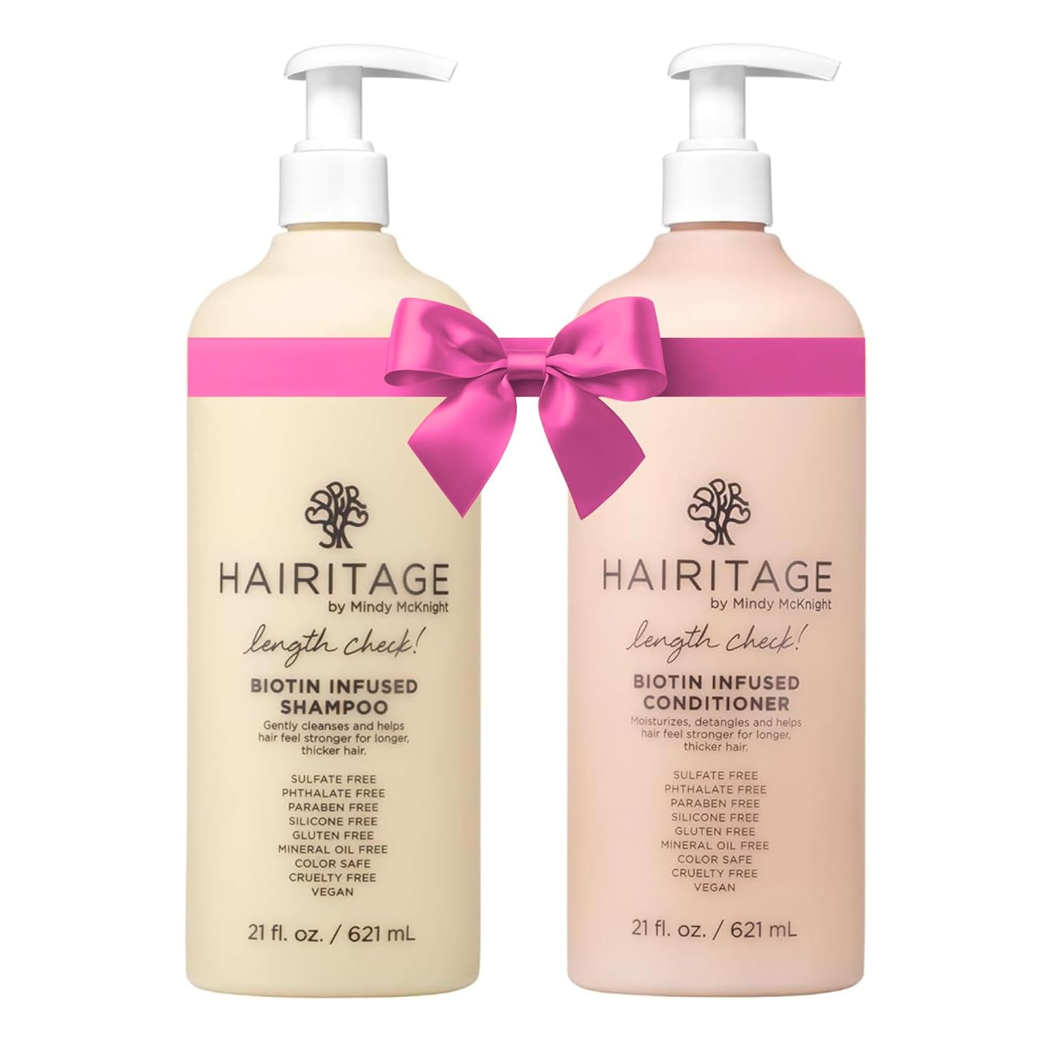 Hairitage Biotin + Castor Oil Shampoo and Conditioner Set - Volume + Moisture - Sulfate Free + Color Safe - Women + Men Hydrating Repair Shampoo Conditioner