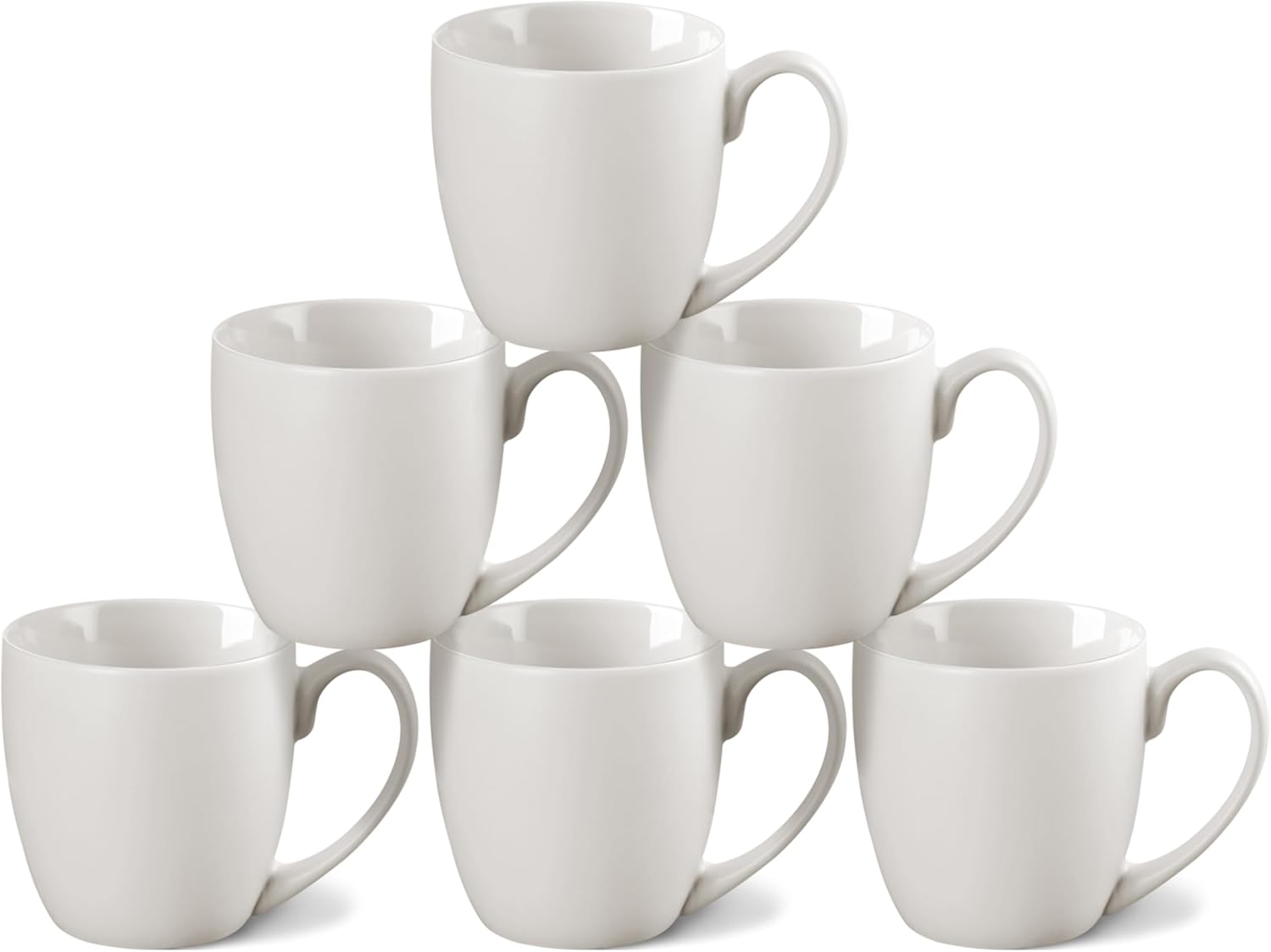 Coffee Mugs 16oz set of 6, Ceramics Coffee Cups for Latte, Hot Tea, Cappuccino, Mocha, Cocoa Turquoise, Tea, Dishwasher, Oven, Microwave safe, White
