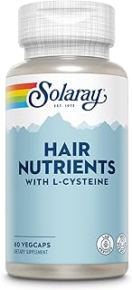 Solaray Hair Nutrients with L-Cysteine - Hair Vitamins with Biotin for Hair Growth Support - Hair Skin and Nails Vitamins for Women and Men - Lab Verified, 60-Day Guarantee - 30 Servings, 60 VegCaps
