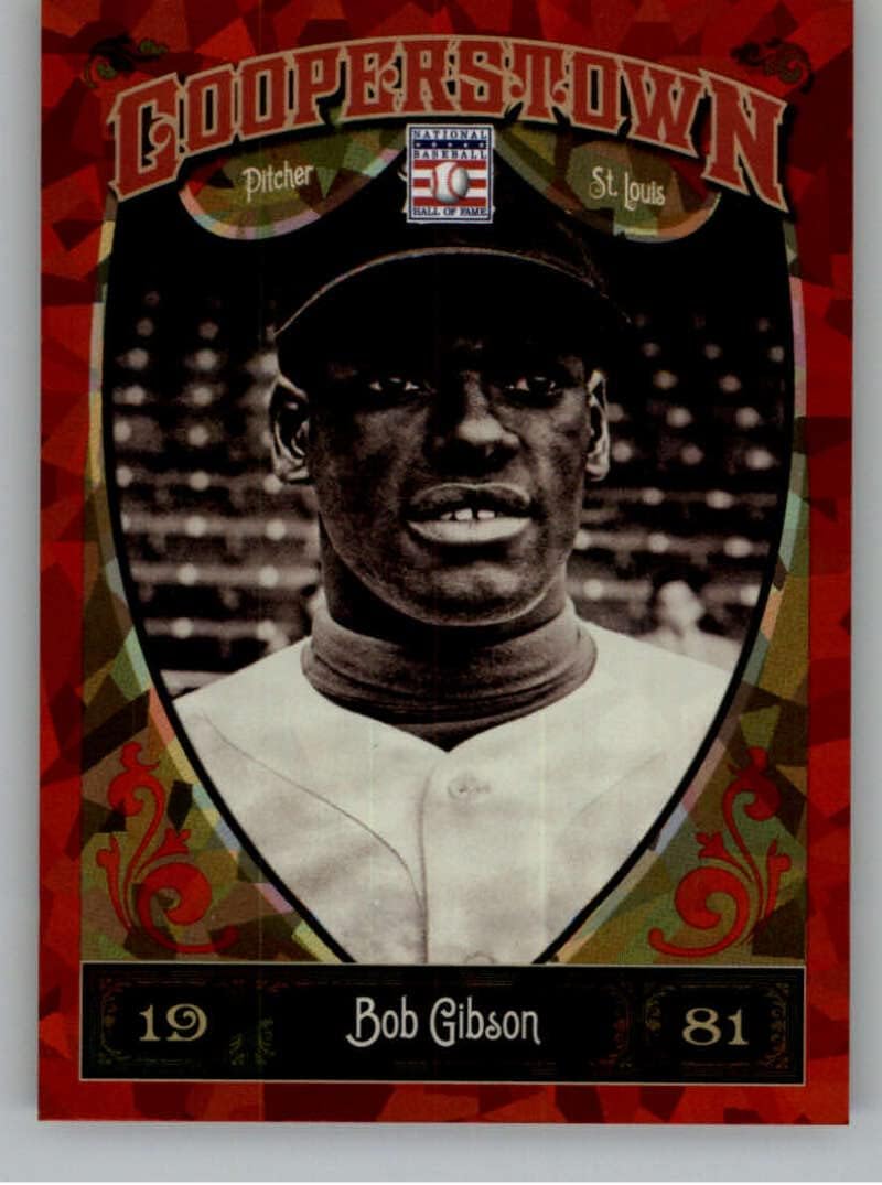 2013 Panini Cooperstown Red Crystal Shard Parallel #84 Bob Gibson SER/399 St. Louis Cardinals Baseball Trading Card in Raw (NM or Better) Condition