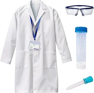 UNGLINGA Kids Lab Coat Doctor Scientist Costume with Science Goggles ID Card Test tube