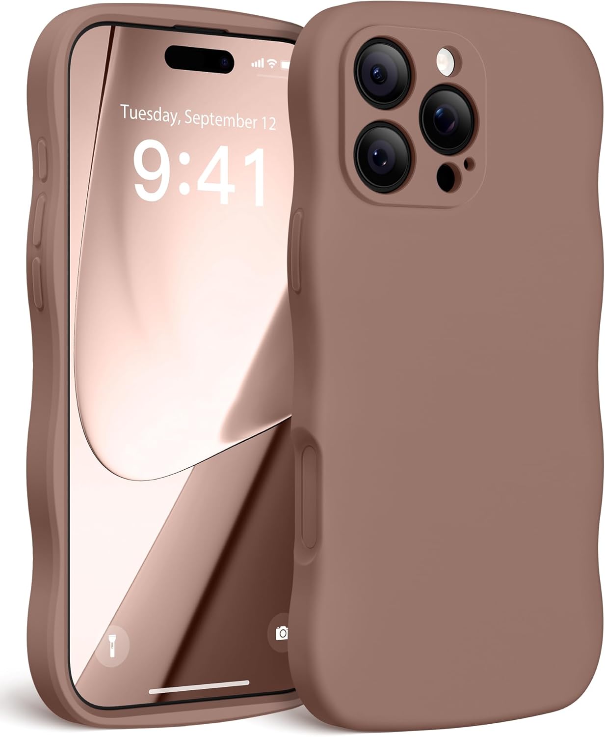 Magnetic for iPhone 16 Pro Case, [Full Camera Protection][Compatible with MagSafe] Cute Wave Frame Silicone Shockproof Protective Phone Case for iPhone 16 Pro 6.3", Brown