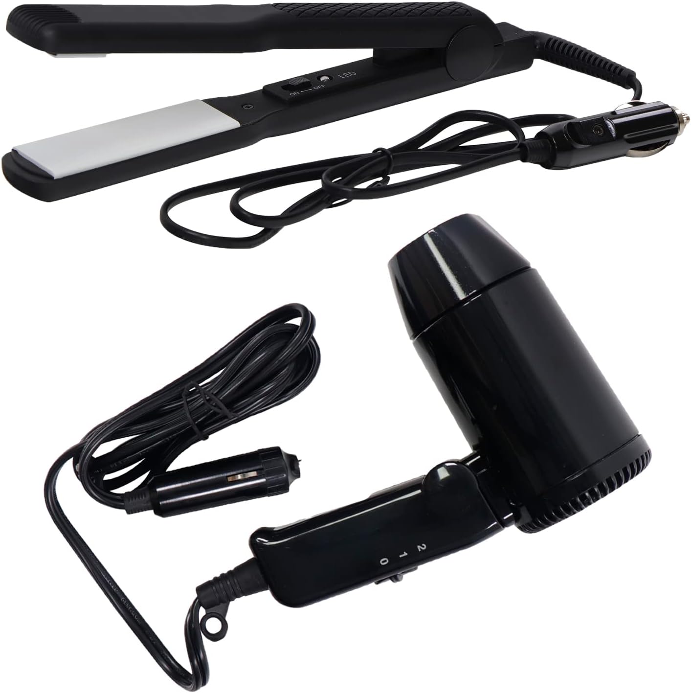 Streetwize - 12V Hair Straightener and Hair Dryer Kit - Portable, Durable Travel Package - Camping, Caravan Hair Dryer/Straighteners 12V (SWHS,SWHD)