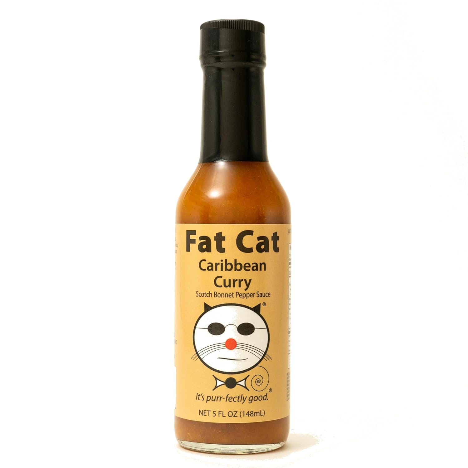 Carribean Curry Scotch Bonnet Pepper Sauce by Fat Cat Gourmet | Spicy and Savory | For Grilled Chicken, Steak, Pork, Seafood, Veggies | Hot | All Natural, Gluten Free, Vegan & Keto Friendly | 1 bottle