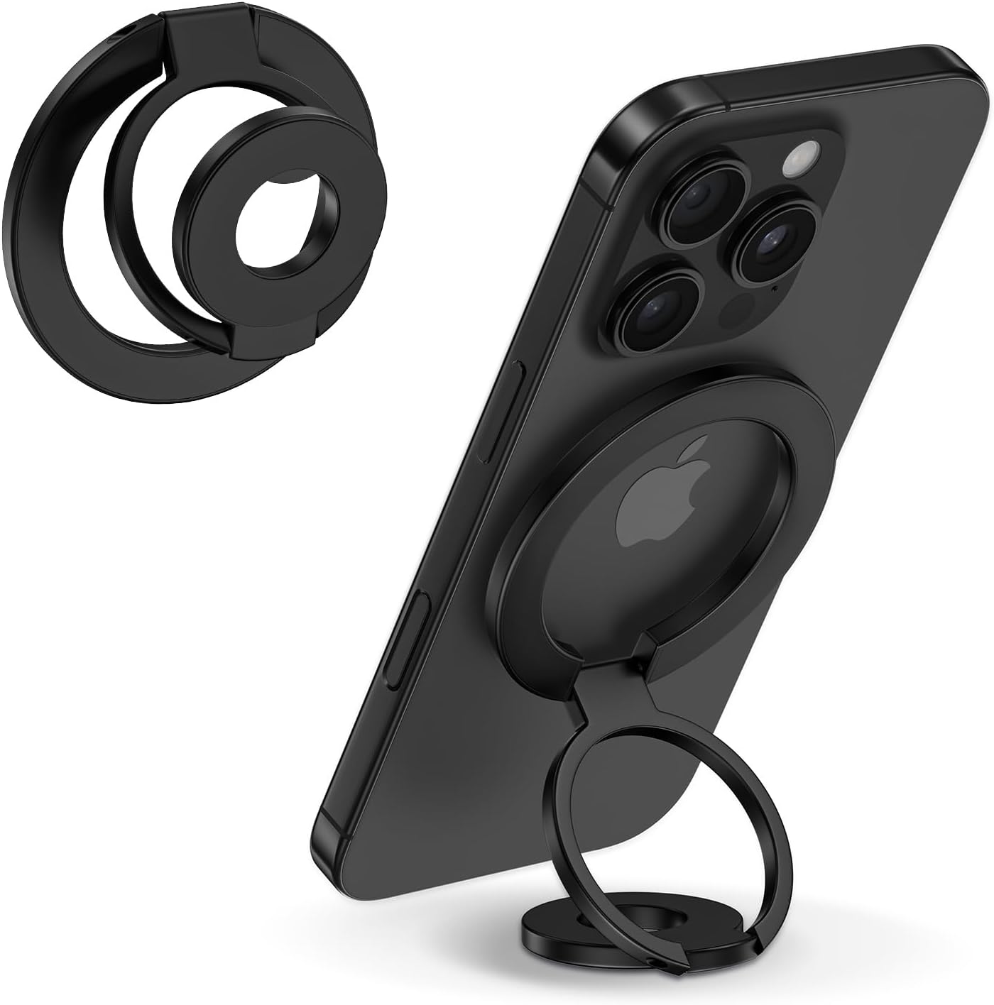 Magnetic Phone Ring Holder for MagSafe Gym Phone Grip Stand Finger Ring Kickstand Dual-Sided Magnetic Stand for iPhone 16 Pro Max 16e 15 14 13 12 Pro Max,Samsung,Compatible for Wireless Car Mount