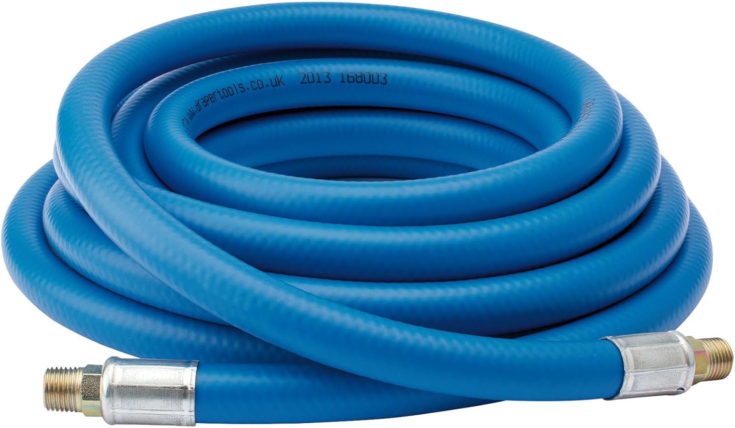 Draper 5m PVC Air Line Hose | Max Pressure 16Bar 260 Psi | 3/8 Inch BSP Brass Connectors | 10mm Bore | Air Compressor Tools |38335