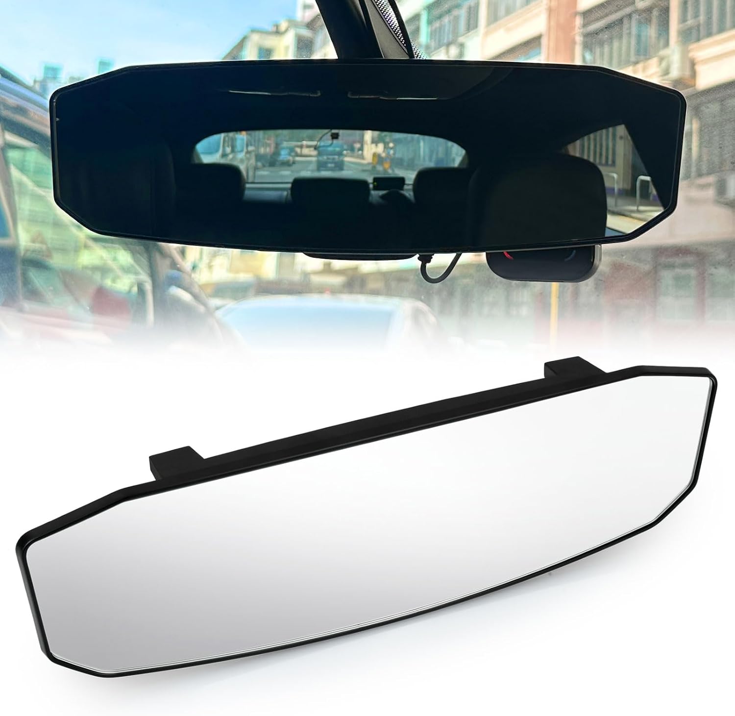 DS. DISTINCTIVE STYLE Wide Rear View Mirror Clip On 11.77 Inch Universal Panoramic Convex Interior Wide Angle Mirror