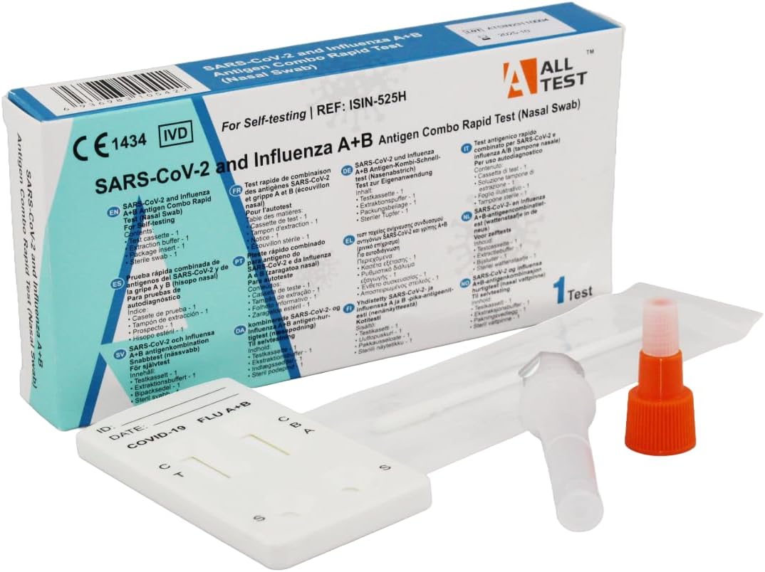COVID-19 (SARS-CoV-2) and Influenza (Flu) A+B Antigen Combo Rapid Test Kit for Self Testing (Nasal Swab)