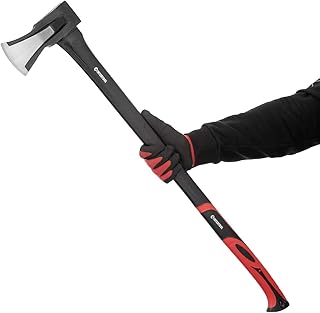 INTERTOOL 36” Splitting Axe, Wood Splitter Maul, Log Ax, Shock Absorbing Fiberglass Anti-Slip Handle with Blade Cover HT-0275