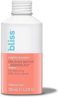 Bliss Mighty Biome Skin Balancing Milky Toner + Serum - 4 Fl Oz - Pre & Post Biotics Formula + Barrier Aid Complex with Ceramides & Squalane - Radiant Complexion - Clean - Vegan & Cruelty-Free