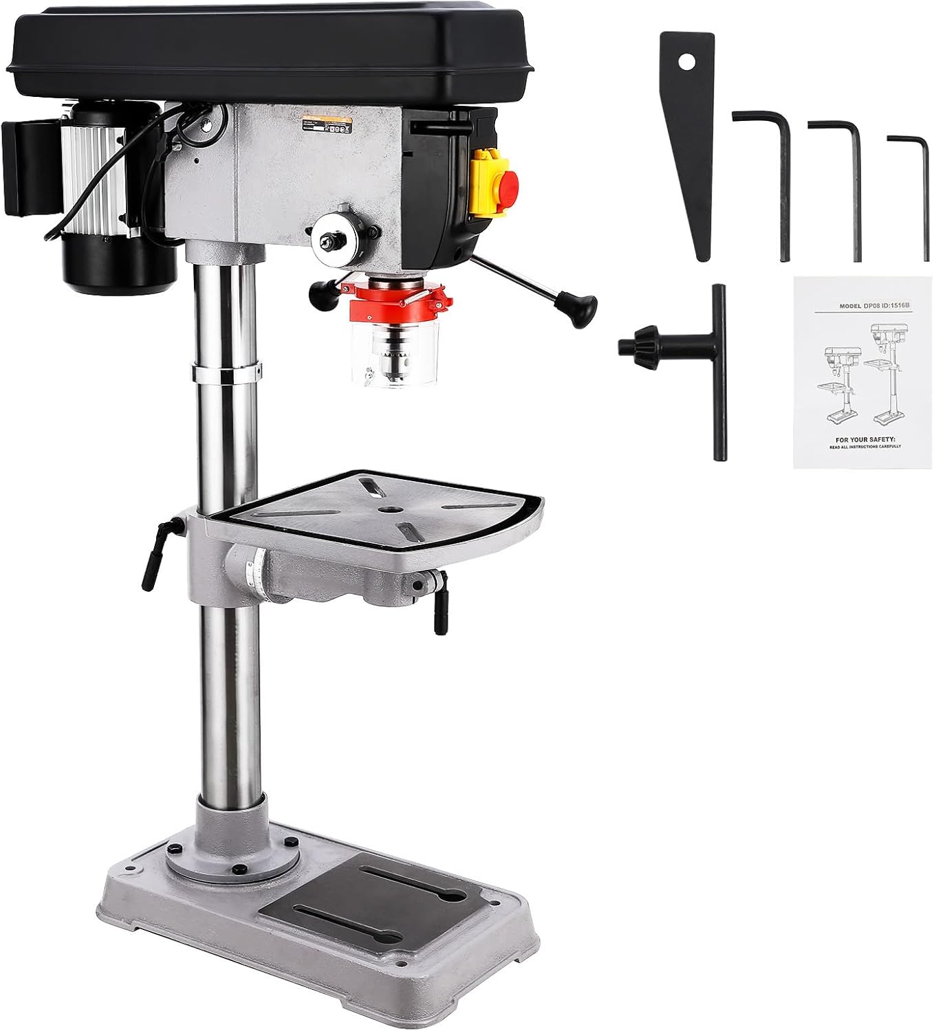 15 inch Benchtop Drill Press, 7.5A Copper Motor Drill Press Machine, Variable Speed 288-3084 RPM, Tilting Table for Wood and Metal Working