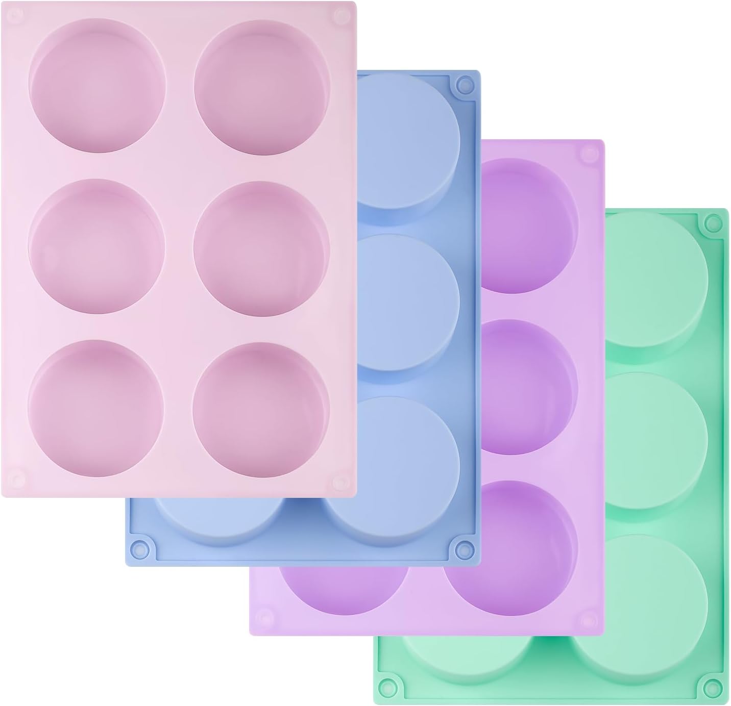 4 PCS Silicone Muffin Top Pans, 2.2 Inch Non-Stick Round Baking Molds, Silicone Oreo Cookie Chocolate molds, 6-Cavity Cylinder Silicone Mold for DIY Cakepucks, Candy, Cake Cores, Cookie, Soap