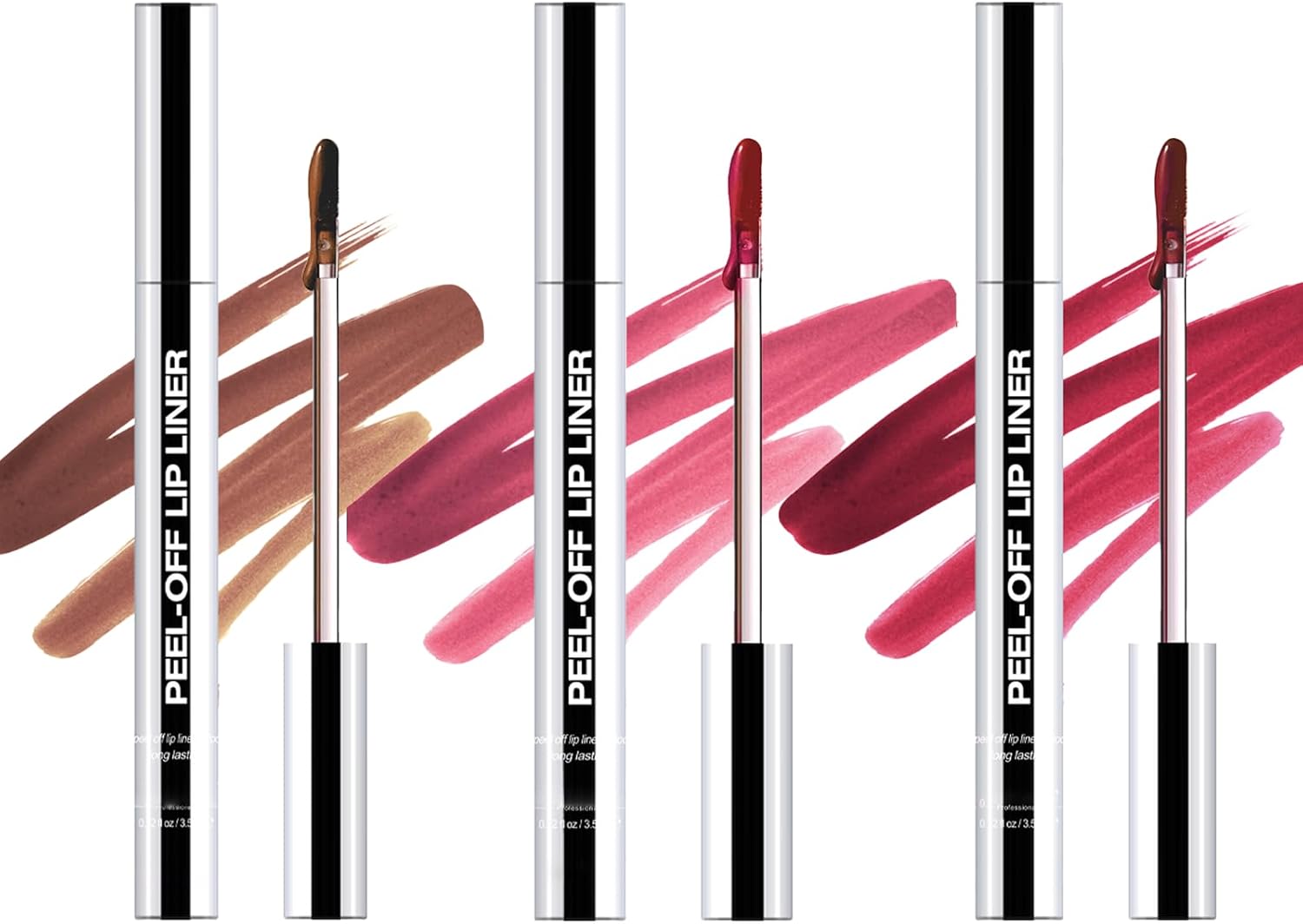 Lip Stain Peel Off 3 Colors Matte Tattoo Peel Off Lip Liner Stain Set Long Lasting, Waterproof, Transferproof, Highly Pigmented Color Lip Tint Stain for All Skin Types, Lip Gloss Set for Women