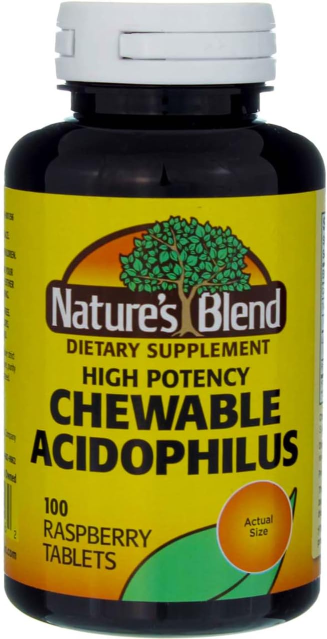 Nature's Blend Acidophilus Chewable Raspberry Flavor - 100 Tablets, Pack of 2
