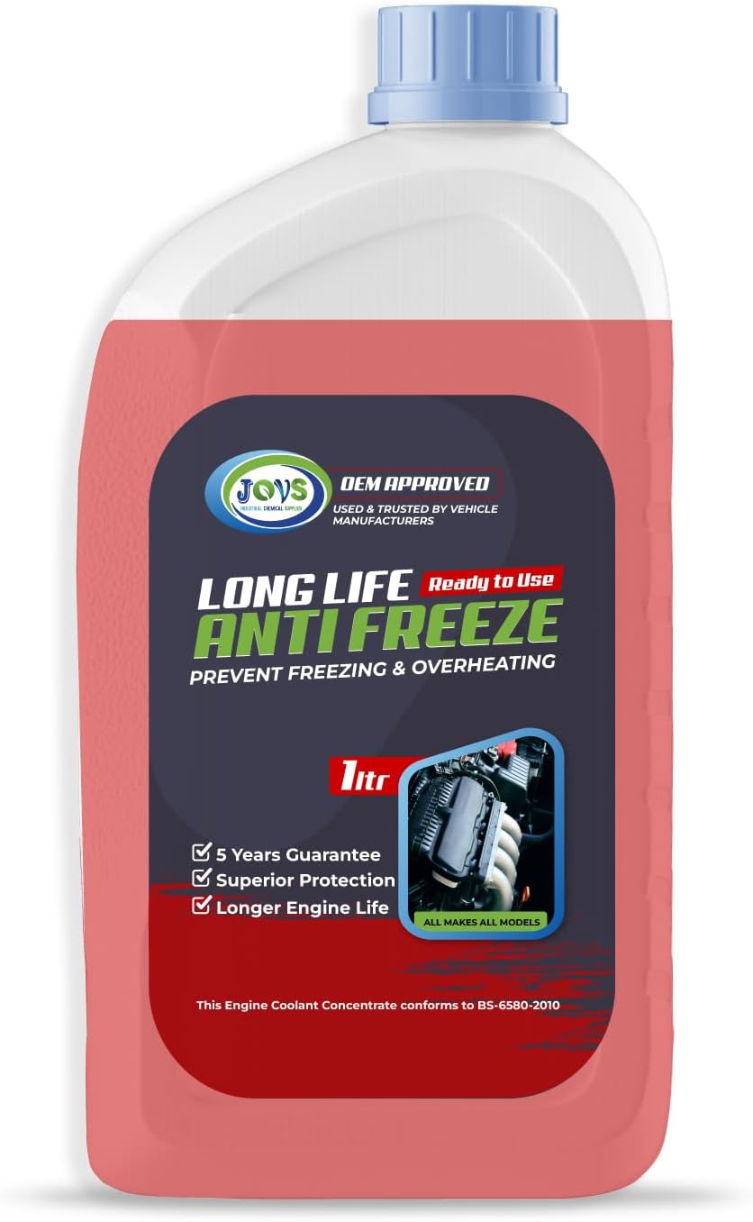 Jovs Antifreeze Coolant 1L - Long Life Red Engine Coolant Ready to Use