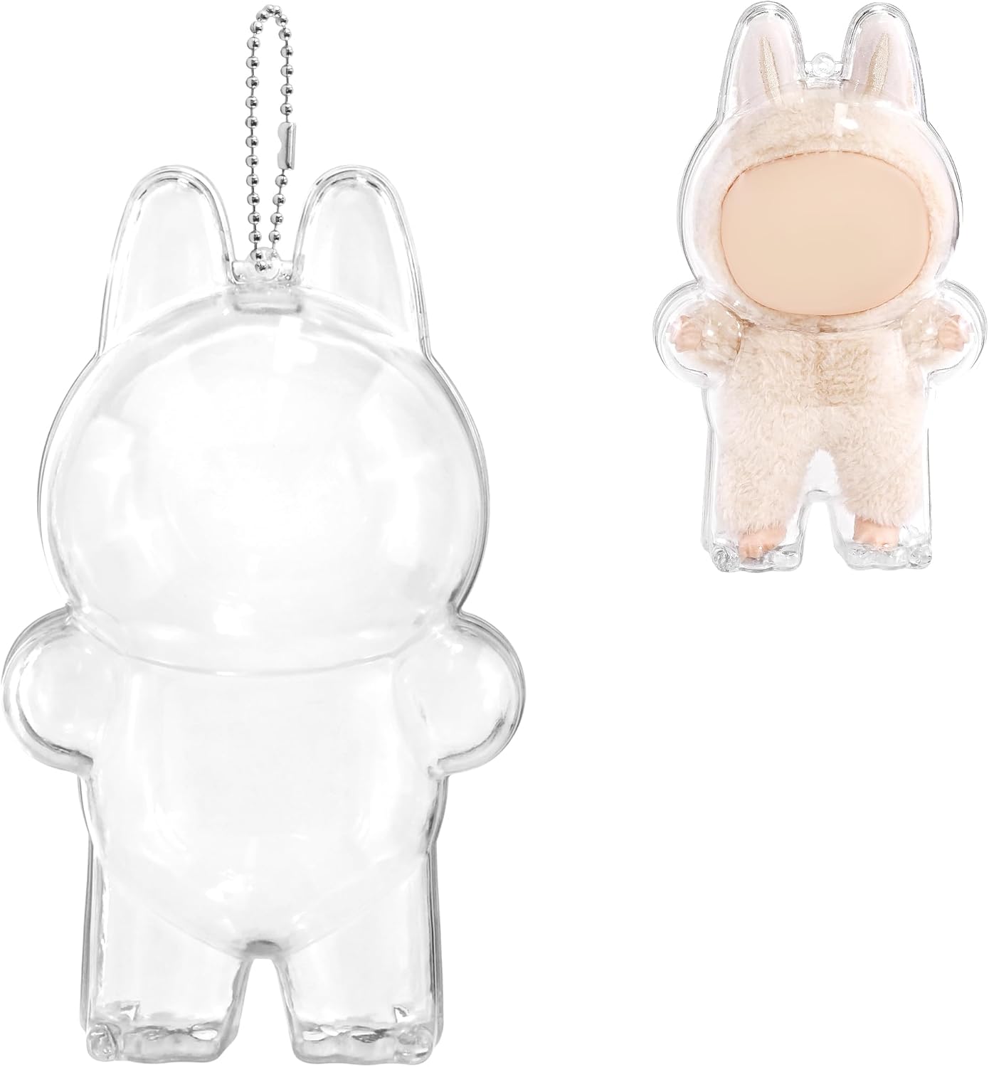 Protective Case for LABUBU, High Clear Case Cover for Labubu Doll, Acrylic Display Box with Keychains (Doll Not Include)