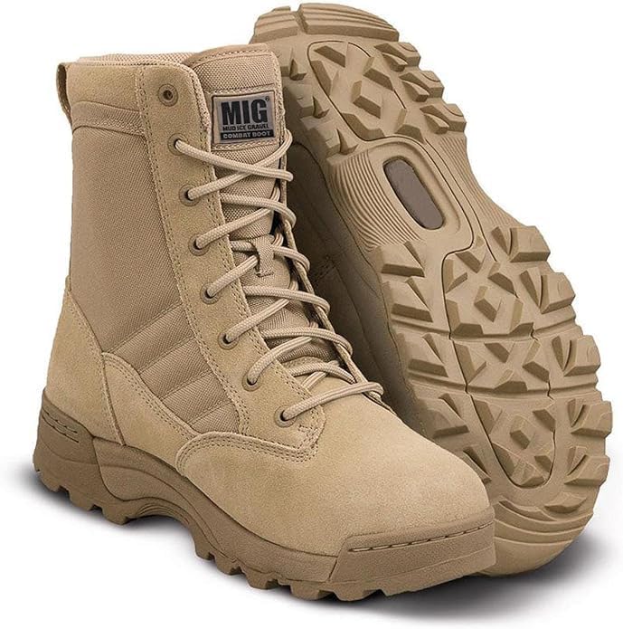 Mens MIG Side Zip & Lace Up Army Tactical Combat Boots For Work, Security, Cadet, Police, Military.