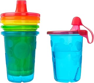 Take & Toss Toddler Sippy Cups - Multicolored Toddler Cups with Lids - Toddler Sippy Cups and Party Supplies - Baby Feeding Essentials - 10 Oz - 4 Count