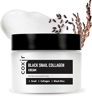 coxir BLACK SNAIL COLLAGEN CREAM l Snail Mucin, Collagen, Black Rice, Peptide l Moisturizing, Firming, Skin Barrier l Korean Skin Care, Moisturizer [50ml/1.69 fl.oz]