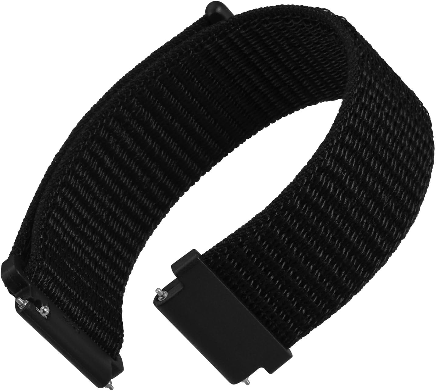 WOCCI 18mm Adjustable Nylon Watch Band, Quick Release Sport Loop Strap (Black)