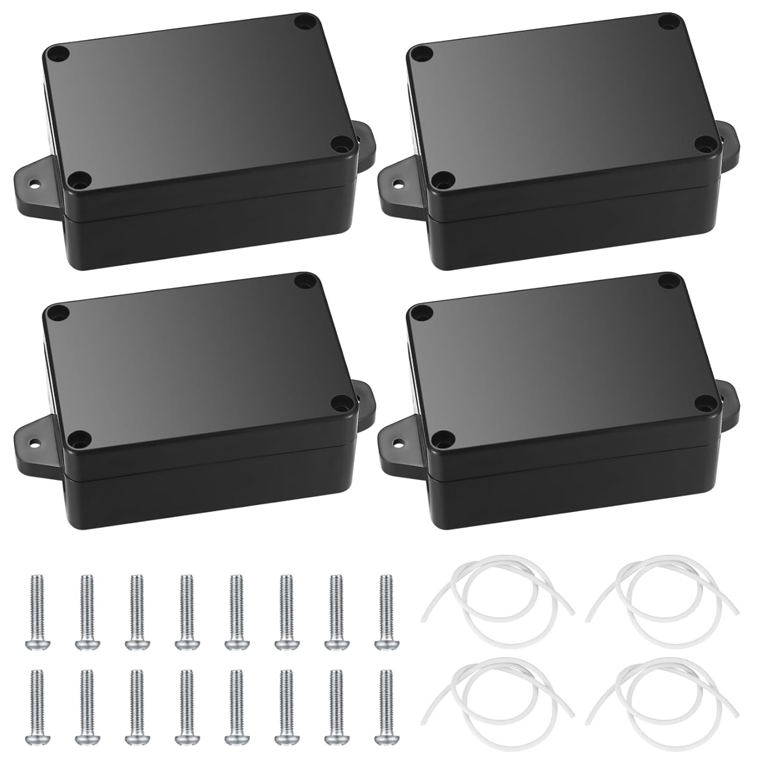 Project Box, 4pcs Junction Boxes, IP65 Waterproof Electrical Boxes, ABS Plastic Dustproof Electrical Project Case Power Junction Boxes with Fixed Ear for Outdoor Electronics - 3.3x2.3x1.37