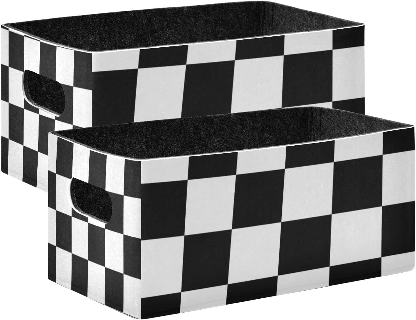 Kcldeci Buffalo Check Storage Bins Baskets for Organizing, Black White Plaid Checkered Sturdy Storage Basket Foldable Storage Baskets for Shelves Closet Nursery Toy