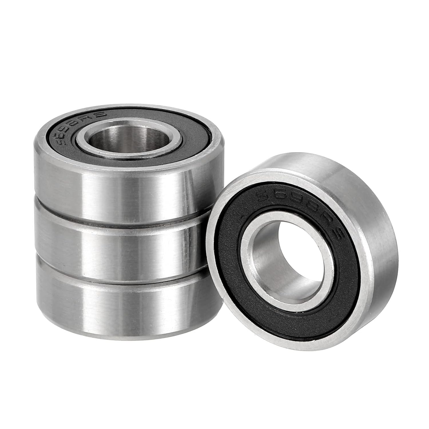 4pcs S698RS Stainless Steel Ball Bearing - [8x19x6mm] Replacement Wheel Bearing for Motors Gearboxes Lawnmower Hand Truck Use, Double Sealed, ABEC1