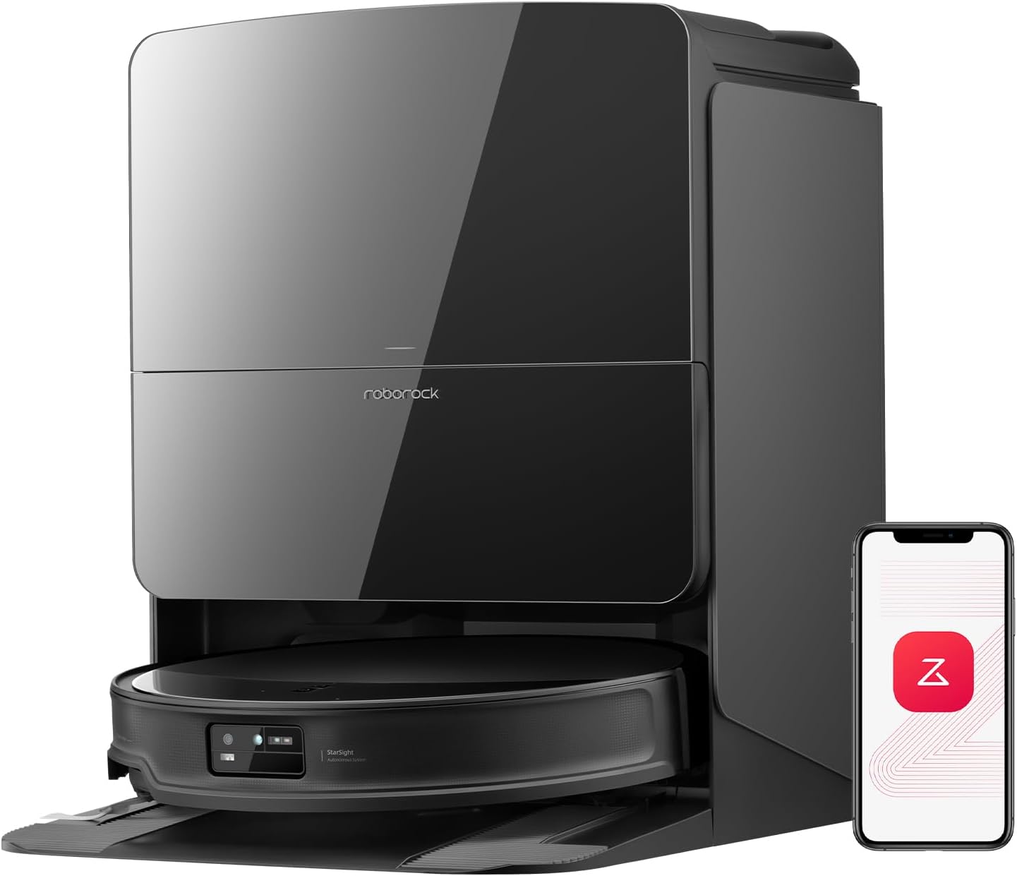 roborock Saros 10R Robot Vacuum and Mop, Powerful Suction, Zero-Tangling, 3.14’’ Ultra Slim, FlexiArm Riser Technology for Carpet & Floor, Corner & Edge Cleaning, Self-Emptying, Hot Air Drying, Black