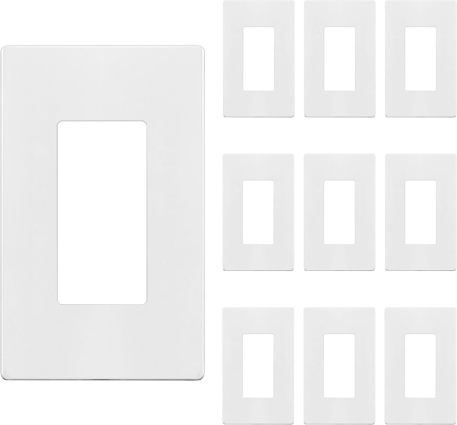 ENERLITES Screwless Decorator Wall Plate Child Safe Outlet Cover, Size 1-Gang 4.68" H x 2.93" L, Polycarbonate Thermoplastic, SI8831-W-10PCS, White (10 Pack)